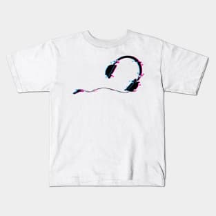 Music Headphones Glitch Art Kids T-Shirt